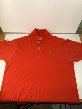 Lacoste Men's Orange Short-Sleeve Polo with Crocodile Logo